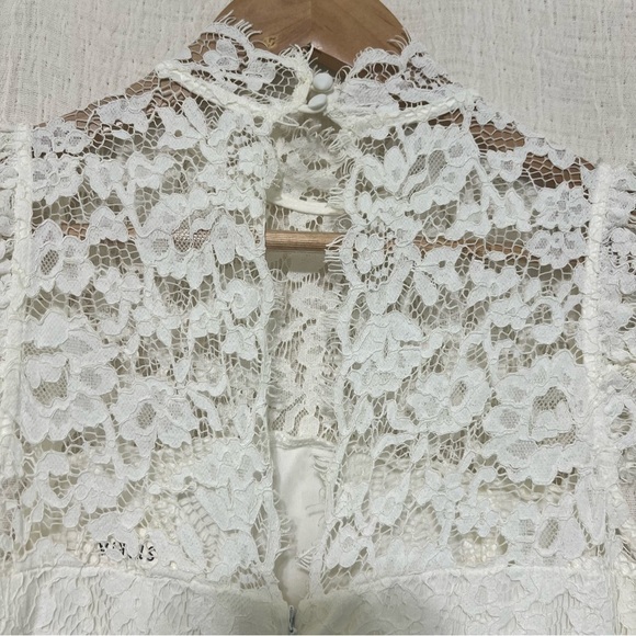 OFF-WHITE STORIA LACE OVERLAY HIGH NECK DRESS!! M Medium - Picture 5 of 11